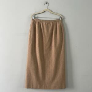 Vintage Pendleton 100% Virgin Wool Tan Herringbone USA Academia Maxi Skirt